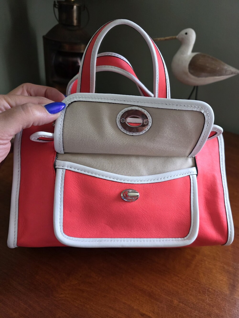 Coach Legacy Archive Turnlock Satchel Watermelon Pink Leather Crossbody Charm - Picture 9 of 16